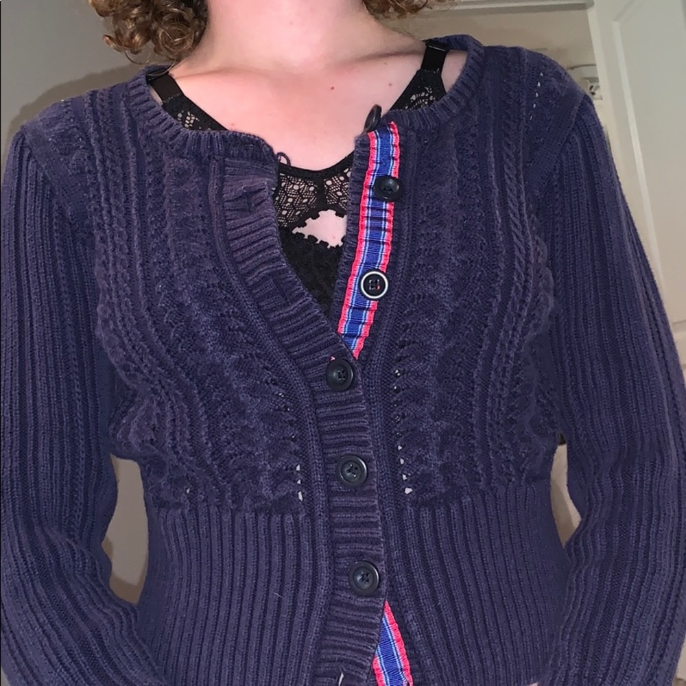 Navy blue Tommy Hilfiger button down sweater